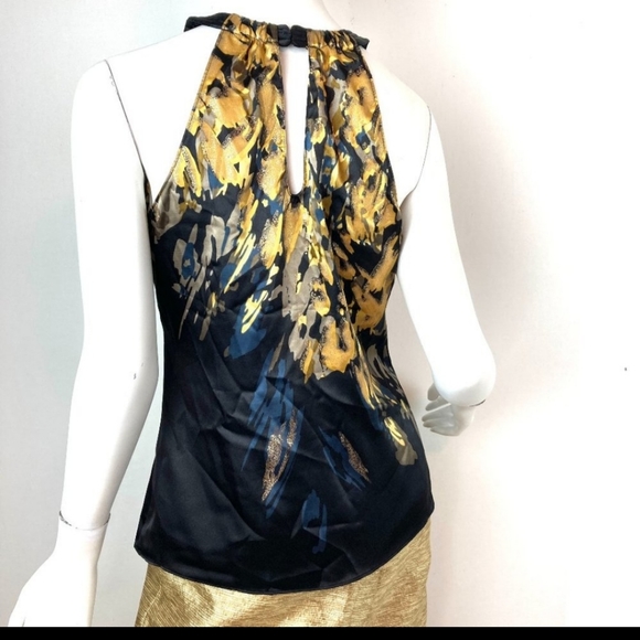 T Tahari Bare Shoulder Black and Gold Blouse - Picture 2 of 9